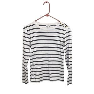 Women’s J.Crew Navy and White Striped Long Sleeve Top